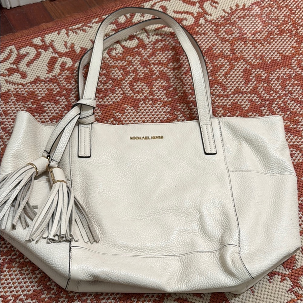Michael Kors Cream Leather Tote Bag